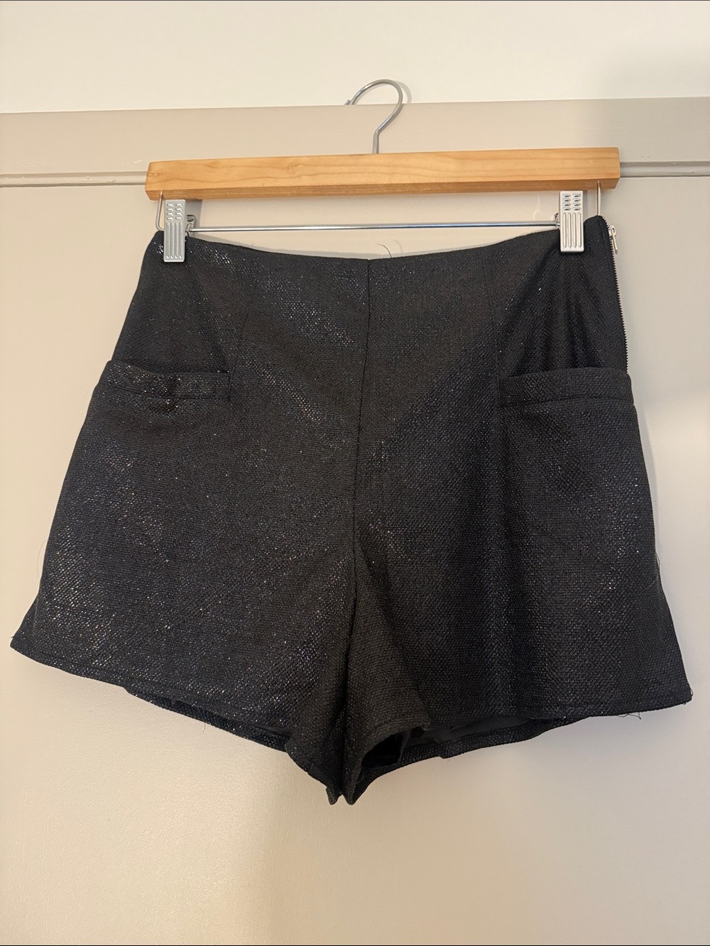 glam Black Sparkling High-Waist Shorts